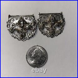 Vintage Sterling Silver Art Nouveau Lingerie/Suspender Clips Marked Sterling