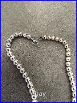Vintage Sterling Silver Bead Marked 925 Puffy Hearts Bead Necklace 16