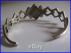 Vintage Sterling Silver Cuff Bracelet Unknown Original Marked 1 Inch Widest