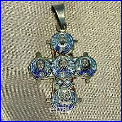 Vintage Sterling Silver Dagmar Two Sided Enamel Cross Marked Sterling Denmark