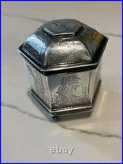 Vintage Sterling Silver Dutch Marriage Wedding Trinket Box, Marked MMA