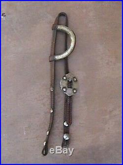 Vintage Sterling Silver Engraved Buckle Concho Horse Bridle Headstall Marked
