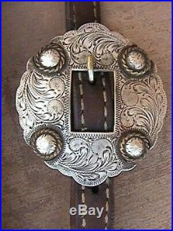 Vintage Sterling Silver Engraved Buckle Concho Horse Bridle Headstall Marked