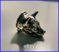 Vintage Sterling Silver Fox Head Pill Box size 3.2cm silver mark'Sterling