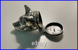 Vintage Sterling Silver Fox Head Pill Box size 3.2cm silver mark'Sterling