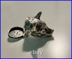 Vintage Sterling Silver Fox Head Pill Box size 3.2cm silver mark'Sterling