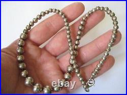 Vintage Sterling Silver Graduated Ball Beads Necklace Marked 925 Italy