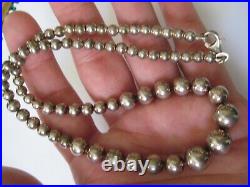 Vintage Sterling Silver Graduated Ball Beads Necklace Marked 925 Italy