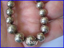 Vintage Sterling Silver Graduated Ball Beads Necklace Marked 925 Italy