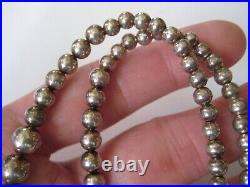 Vintage Sterling Silver Graduated Ball Beads Necklace Marked 925 Italy