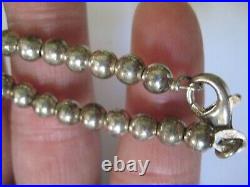 Vintage Sterling Silver Graduated Ball Beads Necklace Marked 925 Italy