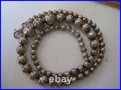 Vintage Sterling Silver Graduated Ball Beads Necklace Marked 925 Italy