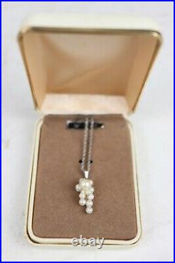 Vintage Sterling Silver Grape Pearl Cluster Necklace Marked 15 Chain