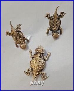 Vintage Sterling Silver Horny Toad Earrings With Pin Marked Rare