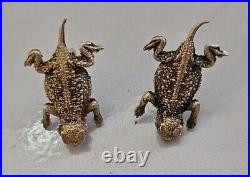 Vintage Sterling Silver Horny Toad Earrings With Pin Marked Rare