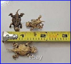 Vintage Sterling Silver Horny Toad Earrings With Pin Marked Rare