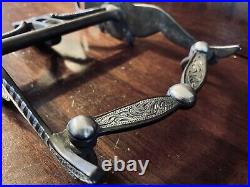 Vintage Sterling Silver Inlay Gal Legs And Concho Spade Show Bit Maker Marked