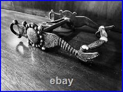 Vintage Sterling Silver Inlay Gal Legs And Concho Spade Show Bit Maker Marked