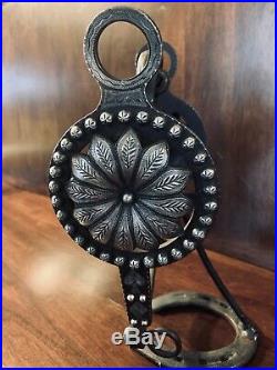 Vintage Sterling Silver Inlay Garcia Huge Daisy Concho Show Bit Maker Marked
