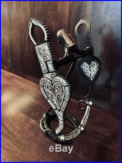 Vintage Sterling Silver Inlay Heart Filigree Show Bit Sn. Joaquin Mp Maker Marked