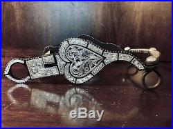 Vintage Sterling Silver Inlay Heart Filigree Show Bit Sn. Joaquin Mp Maker Marked
