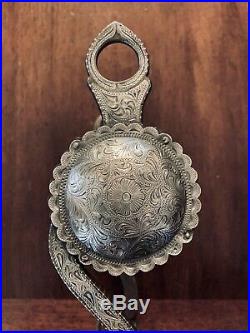 Vintage Sterling Silver Inlay Large Concho Garcia Port Mp. Show Bit Maker Marked