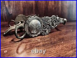 Vintage Sterling Silver Inlay Sta Barbara Concho And Snake Show Bit Maker Marked