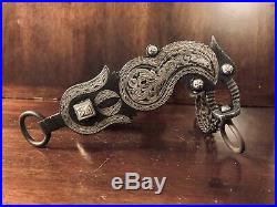 Vintage Sterling Silver Inlay-filigree Cheek Tapia Style Show Bit Maker Marked