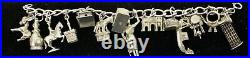 Vintage Sterling Silver Italy / Rome Theme Charm Bracelets 14 Charms 7 length