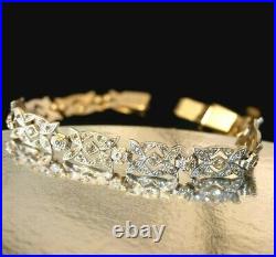 Vintage Sterling Silver Jewelry Marked Bracelet Clear Rhinestones 7