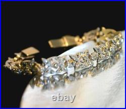 Vintage Sterling Silver Jewelry Marked Bracelet Clear Rhinestones 7