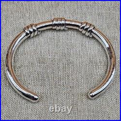 Vintage Sterling Silver Marked 925 Cuff Bracelet Twist Modern Simple Sturdy 32g