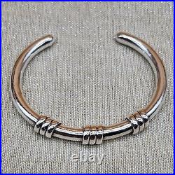 Vintage Sterling Silver Marked 925 Cuff Bracelet Twist Modern Simple Sturdy 32g