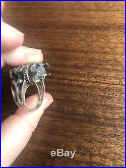 Vintage Sterling Silver Marked 925 Mens Skull Bones Crown Biker Ring Size 10