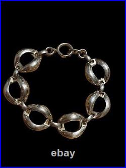 Vintage Sterling Silver Modernist Chunky Link Bracelet Marked