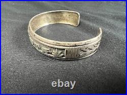 Vintage Sterling Silver Navajo Storytelling Cuff Bracelet 22g Marked JN