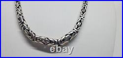 Vintage Sterling Silver Necklace Marked Signed AB 925 Toggle Closure 55 Grams