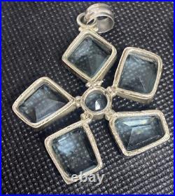 Vintage Sterling Silver Pendants Marked 925 Lot Of 5 Faceted Druzy Lapis Fossil