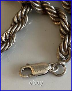 Vintage Sterling Silver ROPE CHAIN NECKLACE Marked 925 30 CHAIN 80g