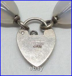 Vintage Sterling Silver Scottish Agate English Heart Padlock Bracelet