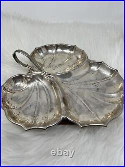 Vintage Sterling Silver Triple Part Leaf Shaped With Handle Marked W Sterling 442G