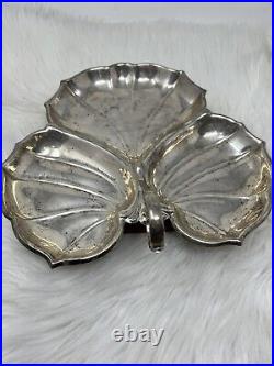 Vintage Sterling Silver Triple Part Leaf Shaped With Handle Marked W Sterling 442G