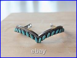 Vintage Sterling Silver Turquoise Cuff Bracelet Marked 925 Sweeping Wave design