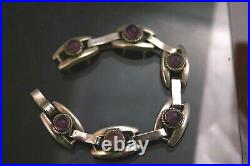 Vintage Sterling Silver and Amethyst Link Bracelet Mexico 36.6 gr