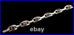 Vintage Sterling Silver and Amethyst Link Bracelet Mexico 36.6 gr