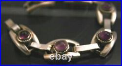 Vintage Sterling Silver and Amethyst Link Bracelet Mexico 36.6 gr