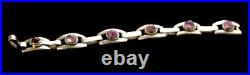 Vintage Sterling Silver and Amethyst Link Bracelet Mexico 36.6 gr