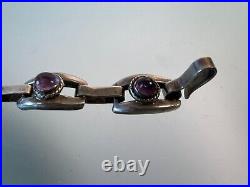 Vintage Sterling Silver and Amethyst Link Bracelet Mexico 36.6 gr