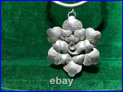 Vintage Sterling Silver necklace with large Flower pendant marked BBJ 925