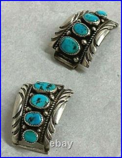 Vintage Sterling Turquoise WATCH BAND Side Decorations marked TF